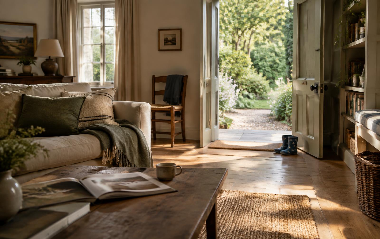 A lived-in home opening onto a garden